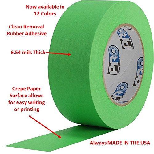 ProTapes Colored Crepe Paper Masking Tape, 60 yds Length x 1" Width, Light Green (Pack of 1)