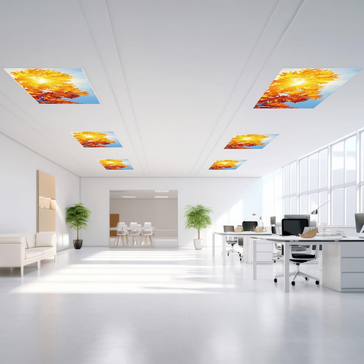 Outus Fluorescent Light Cover Magnetic Ceiling Panel 2x4 ft Polyester Maple Leaf