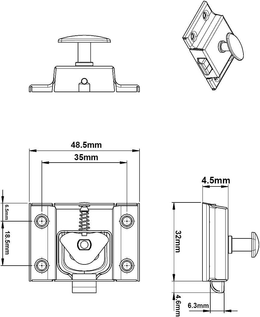 QCAA Oval Turn Cabinet Latch, for Cupboard & Other Furniture, Small, Matte Black, 4 Pack, Made in Taiwan