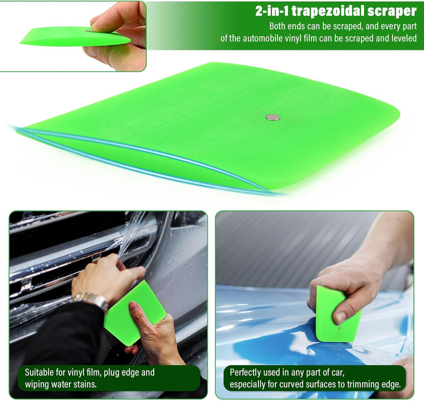 NEWISHTOOL 6 Pcs Magnetic PPF Squeegee Window Tint Tools Auto Car Paint Protection Film Install Tool, Soft Rubber Scraper Application for Windshield and Glass Window Tinting, Cleaning & Bubble Removal