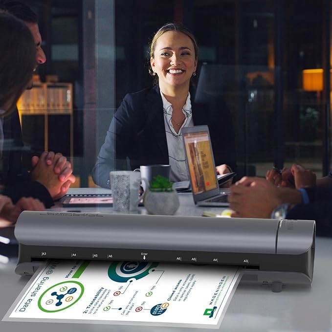 Office Presentation Laminator Machine 11x17 with Laminating Sheet A3/A4/A5, 3/5 Mil Thermal Cold Laminating Machine 13 inch Wide, 60s Warm-Up Office Presentation Laminator Machine (Gray)