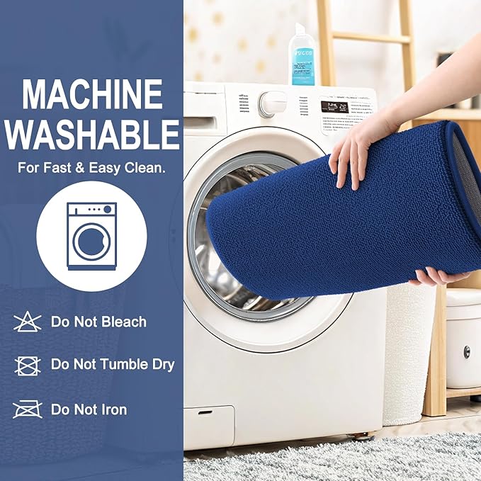 OLANLY Thick Memory Foam Bath Mats Rugs 40x24, Extra Soft Absorbent Bathroom Rug, Quick Dry Bath Mat, Non-Slip, Machine Washable Carpet for Bathroom, Tub and Shower, Home Decor Accessories, Navy