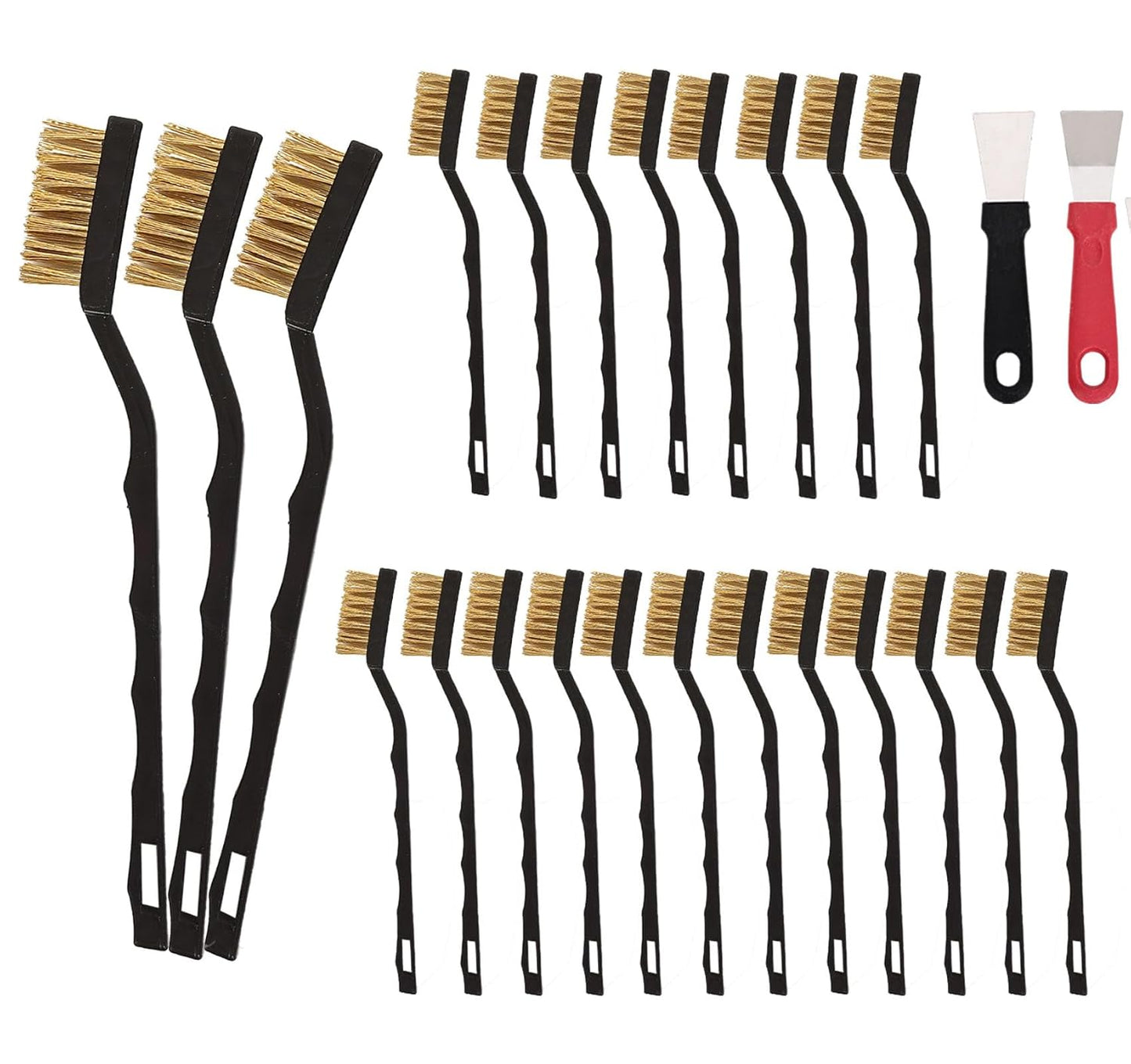 Mini Wire Brush Pure Brass Copper Wire Brush Set, Curved Handle Masonry Brush Wire Brush for Cleaning Welding Slag and Rust 20 Pcs