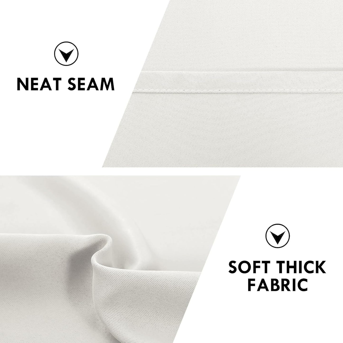 DWCN Blackout Curtains Thermal Insulated, Energy Saving & Noise Reducing Bedroom and Living Room Curtains, Ivory, W 52x L 45 Inch, Set of 2 Rod Pocket Curtain Panels