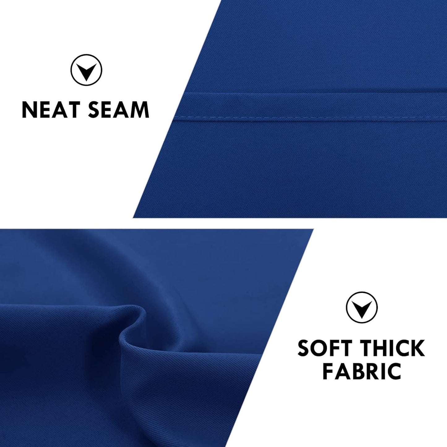 DWCN Blackout Curtains Room Darkening Thermal Insulated Bedroom Curtains Window Curtain Panels, 42 x 45 inches Long, Set of 2 Classic Blue Rod Pocket Drapes