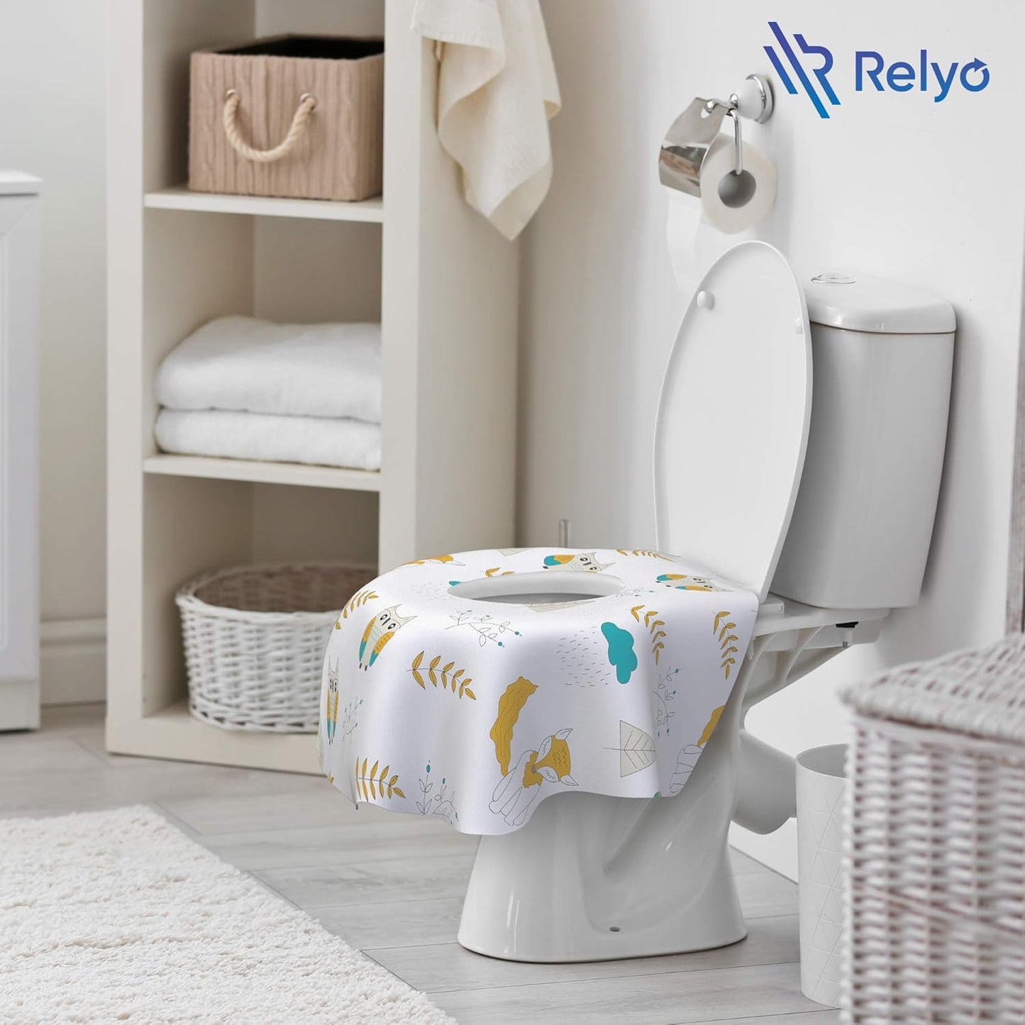 Toilet Seat Covers Disposable - 20 Pack - Waterproof, Ideal for Kids and Adults – Extra Large, Individually Wrapped for Travel, Toddlers Potty Training Public Restrooms (Owls, 20)