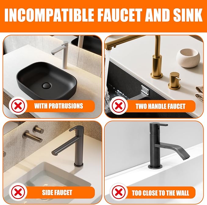 17.7" Dark-Gray Silicone Faucet Mat with Button Style Design – Longer Drip Catcher Tray & Sink Splash Guard, 6° Slope Behind Faucet Mat | Easy Kitchen & Bathroom Sink Protector