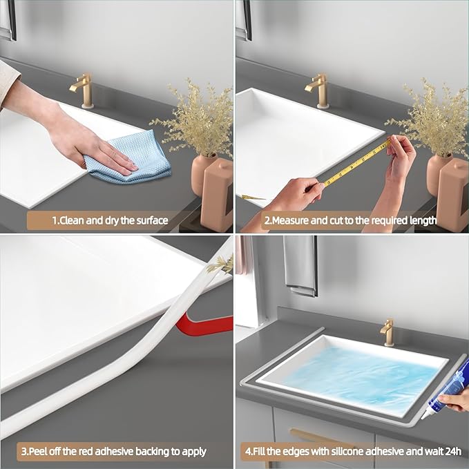 78” Transparent Shower Threshold Water Dam Stopper for Dry and Wet Separation,Self Adhesive Collapsible Walk in Shower Splash Guard Seal Strip,Silicone Sink Edge Water Barrrier for Bathroom,Kitchen
