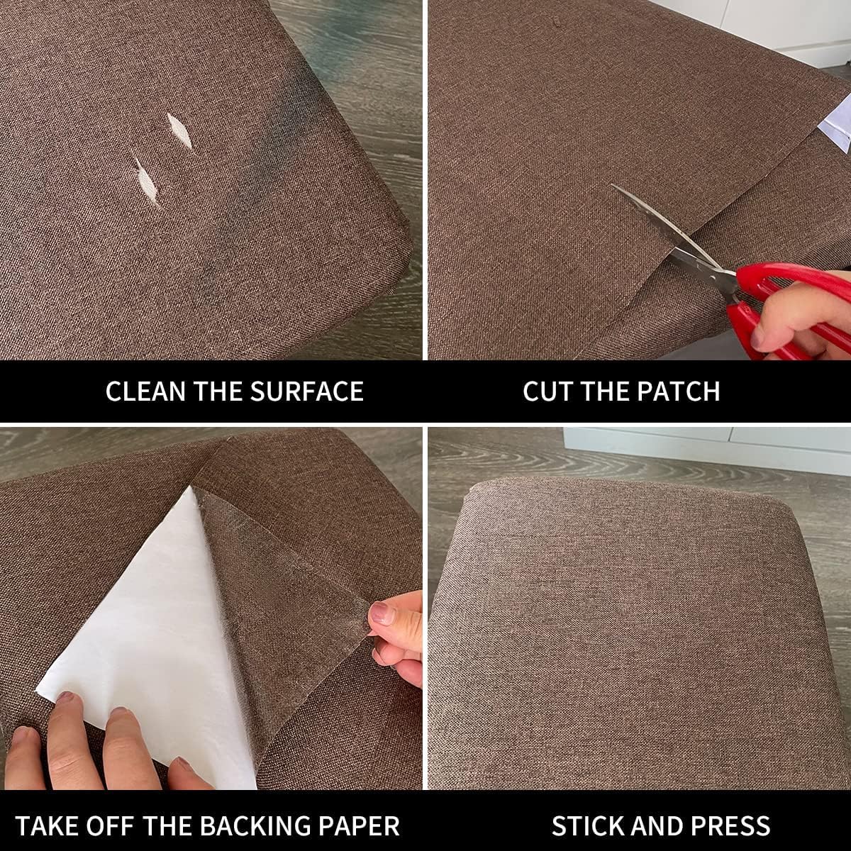 Fabric Repair Patches, Linen Repair Tape Self-Adhesive Fabric Patches Durable, DIY Large Linen Tape for Sofa, Couches, Furniture, Chair, Clothing (3.5X79 Inch, Dark Grey)