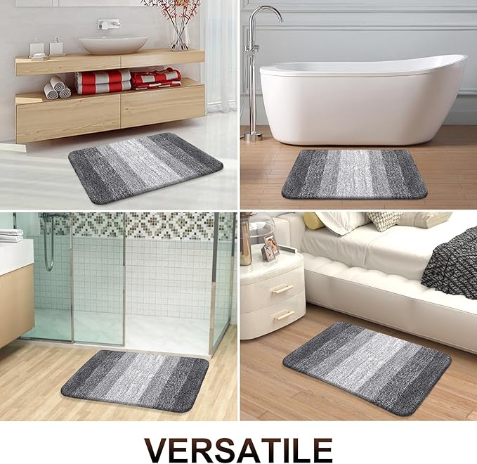 OLANLY Bathroom Rug Mat 70x24, Extra Soft and Absorbent Microfiber Bath Rugs, Non-Slip Plush Shaggy Bath Carpet Runner, Machine Wash Dry, Bath Mats for Bathroom Floor, Tub and Shower, Grey