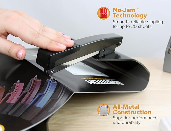 Bostitch Office No-Jam Booklet Stapler, 20 Sheets, No-Jam Technology, Black (B440SB)