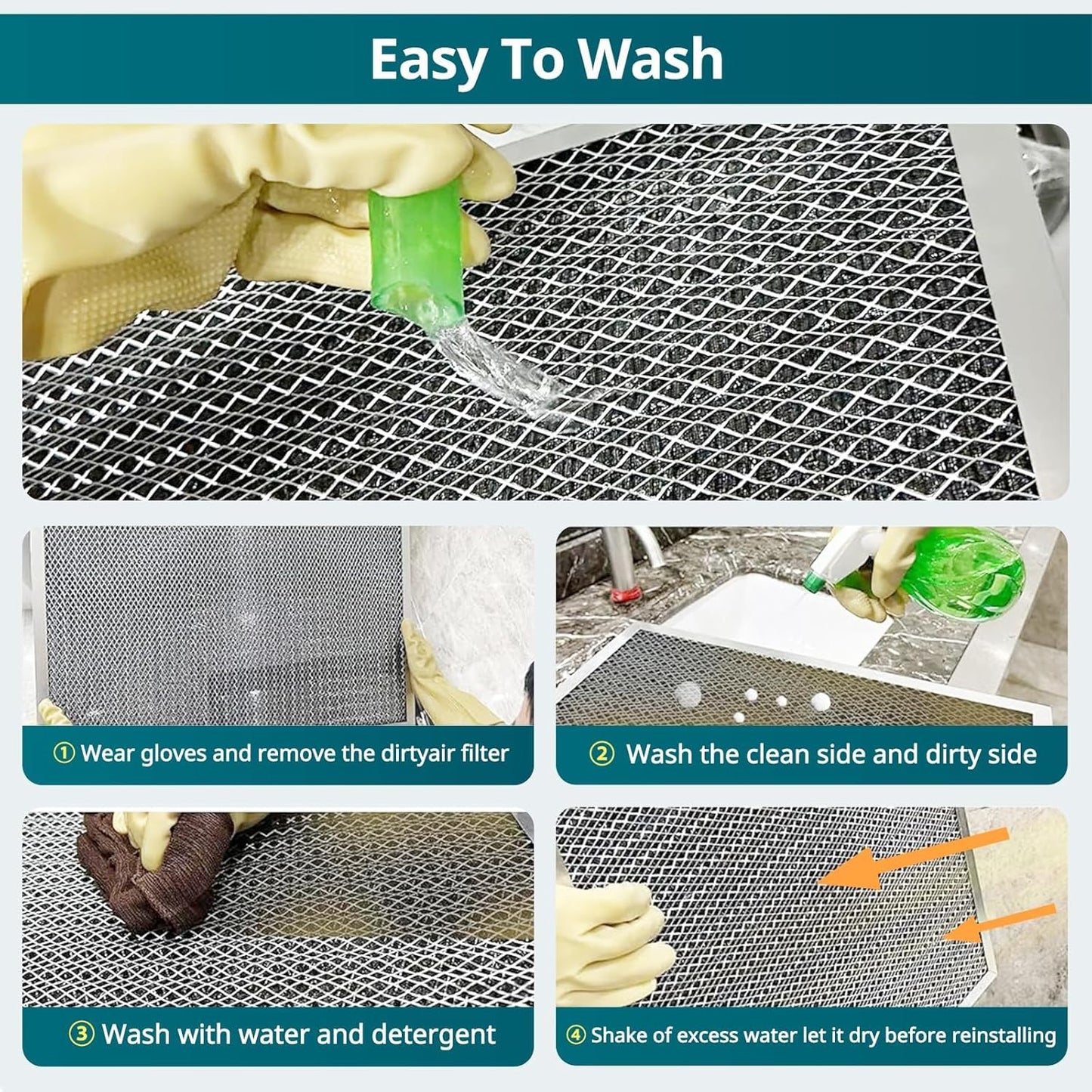 Torjim 16x24x1 MERV8 Air Filter, Washable & Reusable Electrostatic Filter, AC/HVAC Furnace Filter, Permanent Filter, Breathe Fresher, Easy Install