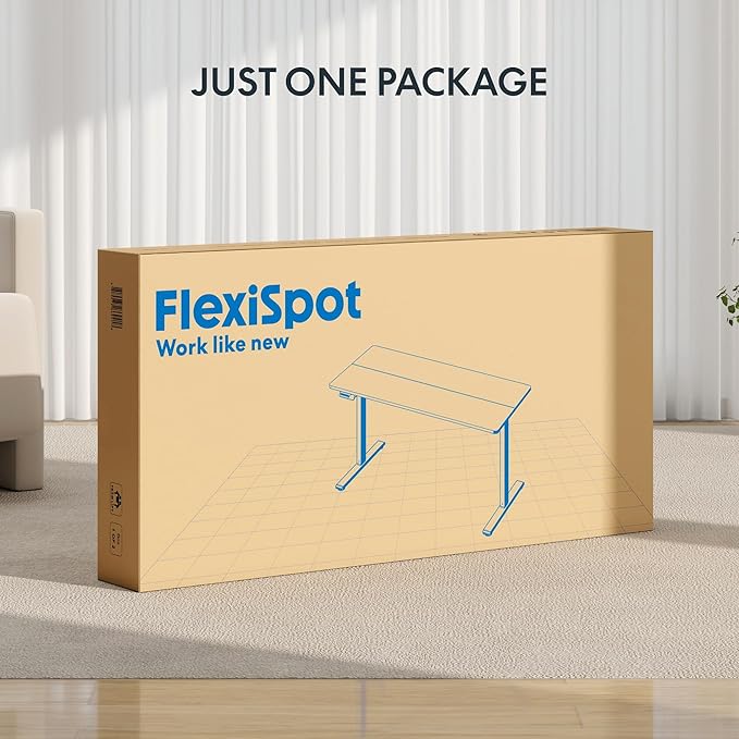 FLEXISPOT Standing Desk Electric Height Adjustable Desk with 48 x 24 Inches Splice Board, Ergonomic Memory Controller, Black Top + Black Frame