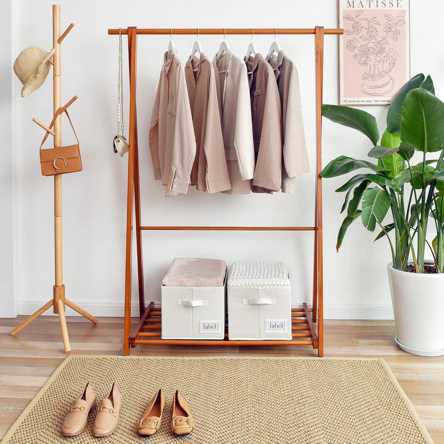 GRANNY SAYS Cloth Storage Bin with Label Holder, Closet Organizers and Storage Shelves, Sweater Storage Boxes for Closet Room, Storage Baskets for Organizing, Pearl White, Extra Large, 3-Pack