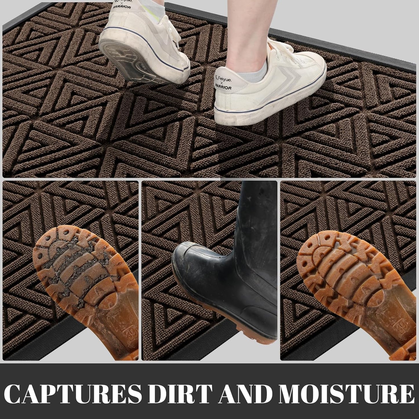 Yimobra Large Door Mat 47x32, All-Weather Waterproof Non-Slip Welcome Matt Outdoor, Heavy Duty Non Slip Doormat for Entryway for Patio and Garage Indoor, Easy Clean, Brown