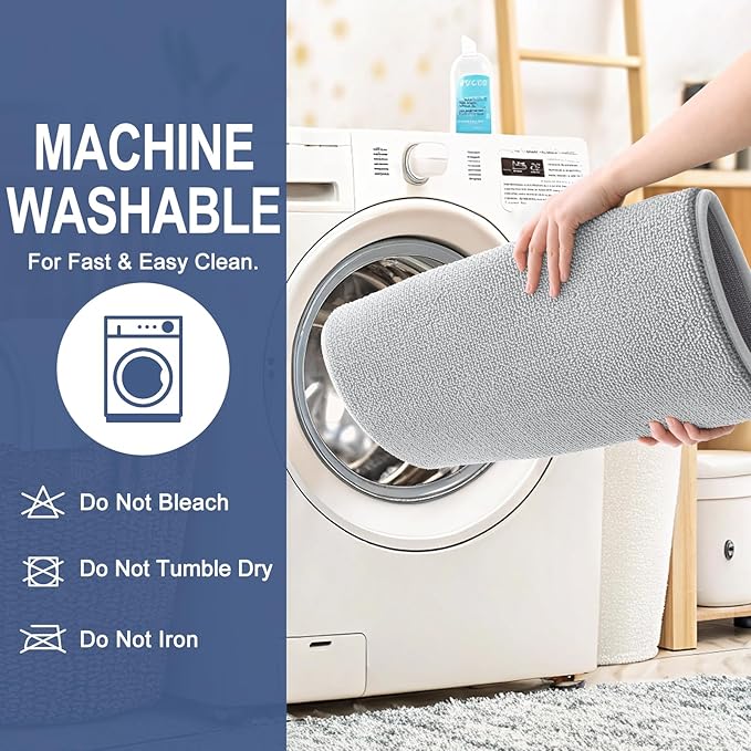 OLANLY Thick Memory Foam Bath Mat Rug 59x35, Extra Soft Absorbent Bathroom Rug, Quick Dry Bath Mats, Non-Slip, Machine Washable Carpet for Bathroom, Tub and Shower, Home Decor Accessories, Light Grey