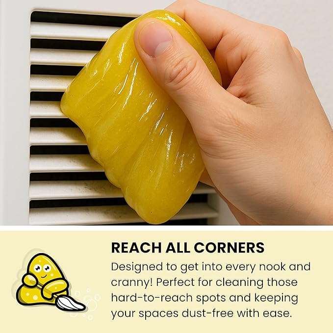Slime Buddies Cleaning Slime | (3 Pack) 1 Lemon, 1 Apple, 1 Strawberry Scented Car Cleaning Gel | Car Interior, Cup Holder, & Keyboard Detailing Tool | Reusable Putty for Loose Dust & Dirt