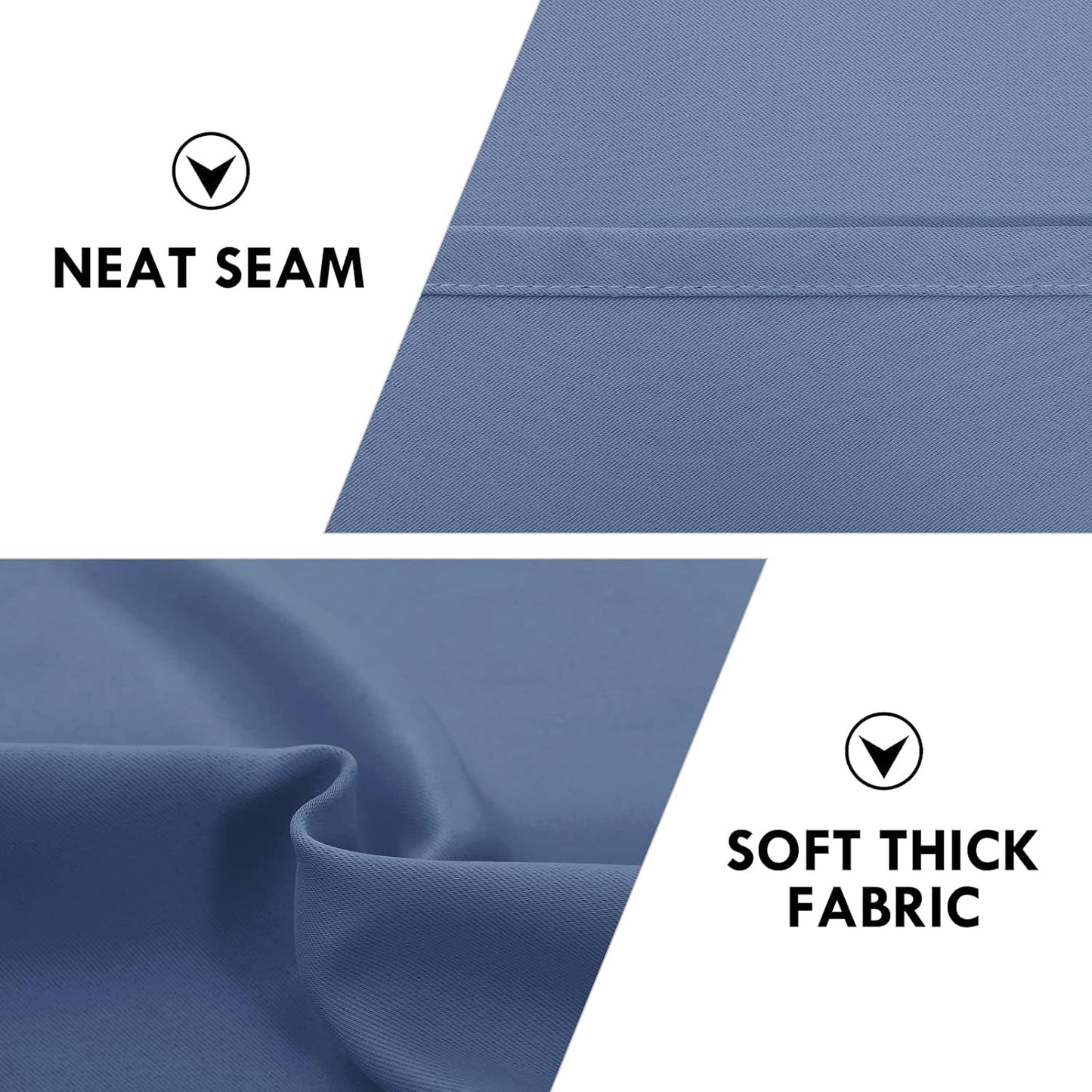DWCN Blackout Curtains – Thermal Insulated, Energy Saving & Noise Reducing Bedroom and Living Room Curtains, Dusty Blue, W 52x L 95 Inch, Set of 2 Rod Pocket Curtain Panels