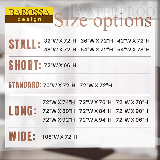 Barossa Design Waterproof Extra Long Shower Curtain or Liner Microfiber 72 x 84 inches, Soft Feel & Hotel Quality, Machine Washable, White, 72x84
