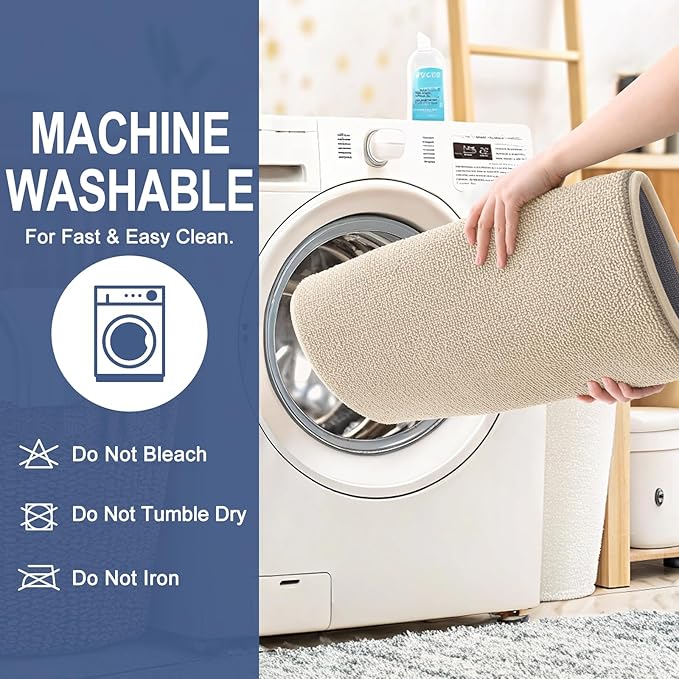 OLANLY Thick Memory Foam Bath Mats Rugs 45x27, Extra Soft Absorbent Bathroom Rug, Quick Dry Bath Mat, Non-Slip, Machine Washable Carpet for Bathroom, Tub and Shower, Home Decor Accessories, Beige
