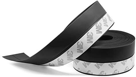 TAROSE Weather Stripping, 33 Feet Weather Stripping Door Seal Door Draft Stopper Shower Door Seal Strip Window Seal, Adhesive Silicone Tape (Black, 45MM)