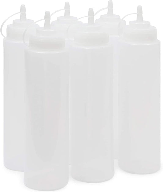 Juvale Condiment Squeeze Bottles for Sauces & Dressings - 29 Oz Clear Plastic 6-Pack - Leak-Proof Durable Dispenser Bottles for Liquids - Commercial Plastic Oil & Salad Dressing Dispenser