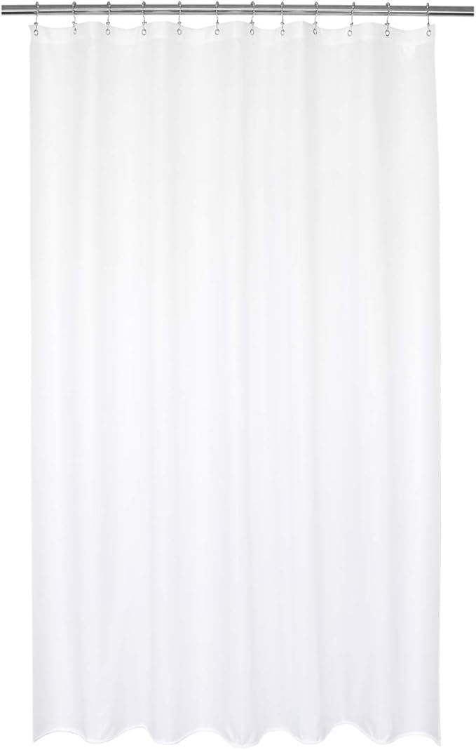 Barossa Design Waterproof Extra Long Shower Curtain or Liner Microfiber 72 x 84 inches, Soft Feel & Hotel Quality, Machine Washable, White, 72x84