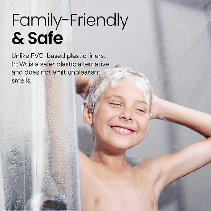 LiBa Waterproof Plastic Shower Curtain - Bathroom Shower Curtain Premium PEVA Non-Toxic with Rust Proof Grommets White 8G Heavy Duty Bathroom Accessories 72x72 - White