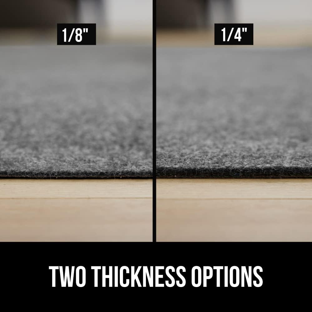GORILLA GRIP Felt and Natural Rubber Stay in Place Slip Resistant Rug Pad, 1/4in Thick, 5x8 FT Protective Padding Under Area Rugs, Cushioned Gripper Pads, Carpet Runners, Hardwood Floors Protection