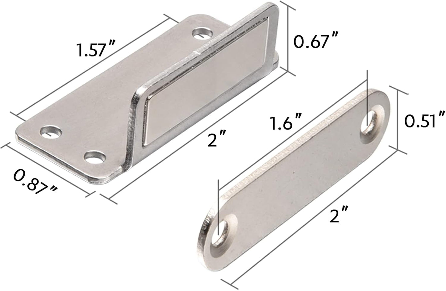 Mousike Double Magnetic Door Catch，60lb Stainless Steel Cabinet Door Magnets with Strong Magnetic for Kitchen Cupboard Wardrobe Closet Cabinet Door Drawer Latch (8Pack)