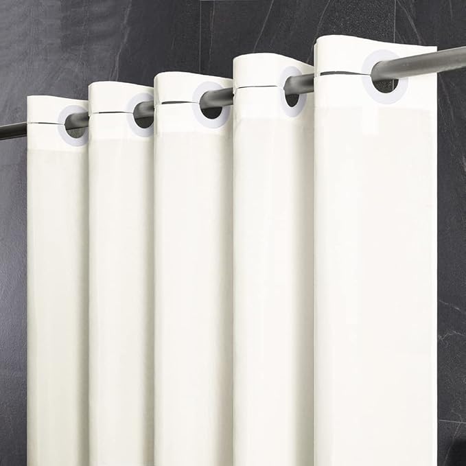 Furlinic No Hook Long Shower Curtain 72 x 78 Inch,Polyester Fabric Tall Bathroom Curtain,Washable & Waterproof,Includes Plastic Built in Grommets,Hotel Style,Beige