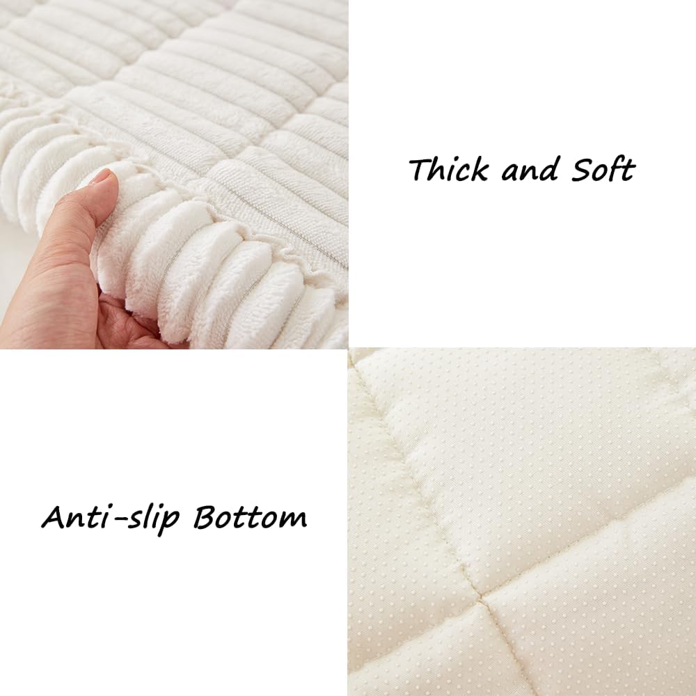 Couch Cover for Dogs Washable, Fuzzy Pet Couch Covers for 3 Cushion Sofa Pet Friendly, Non Slip Sofa Cover (White, 27.6" x 59"/70 x 150cm)