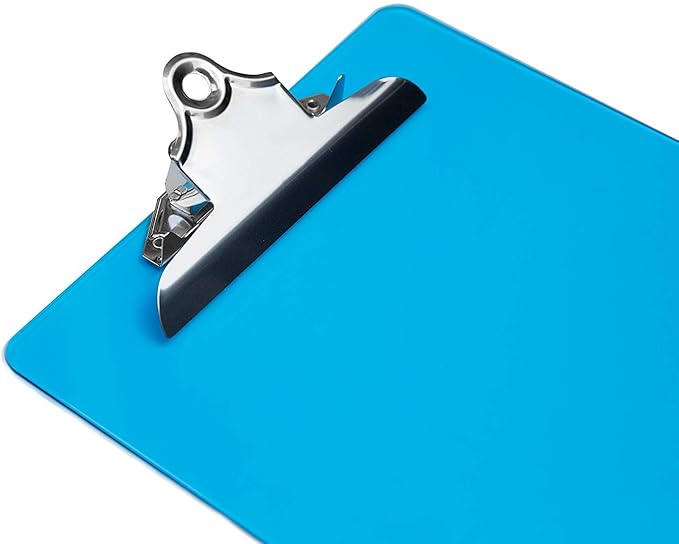 Plastic Clipboards with Butterfly Clip Set of 6-12.5 x 9 Inch Multi Color Plastic Clipboards Bulk - Clear Clipboards Bulk Classroom Holds 100 Sheets, Acrylic Clipboard Clear 6 Pack