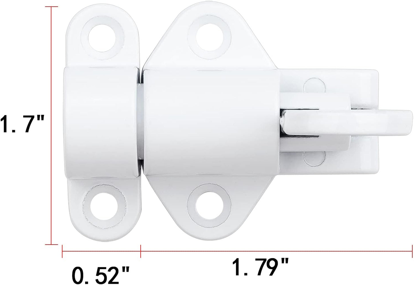 5 Packs Self-Closing Latches，White Spring Door Lock，Resilient Bolt Latch Aluminum Alloy Safety Automatic Spring Barrel Slide Door Lock with Screws,Used for Gate,Window and Cabinet etc