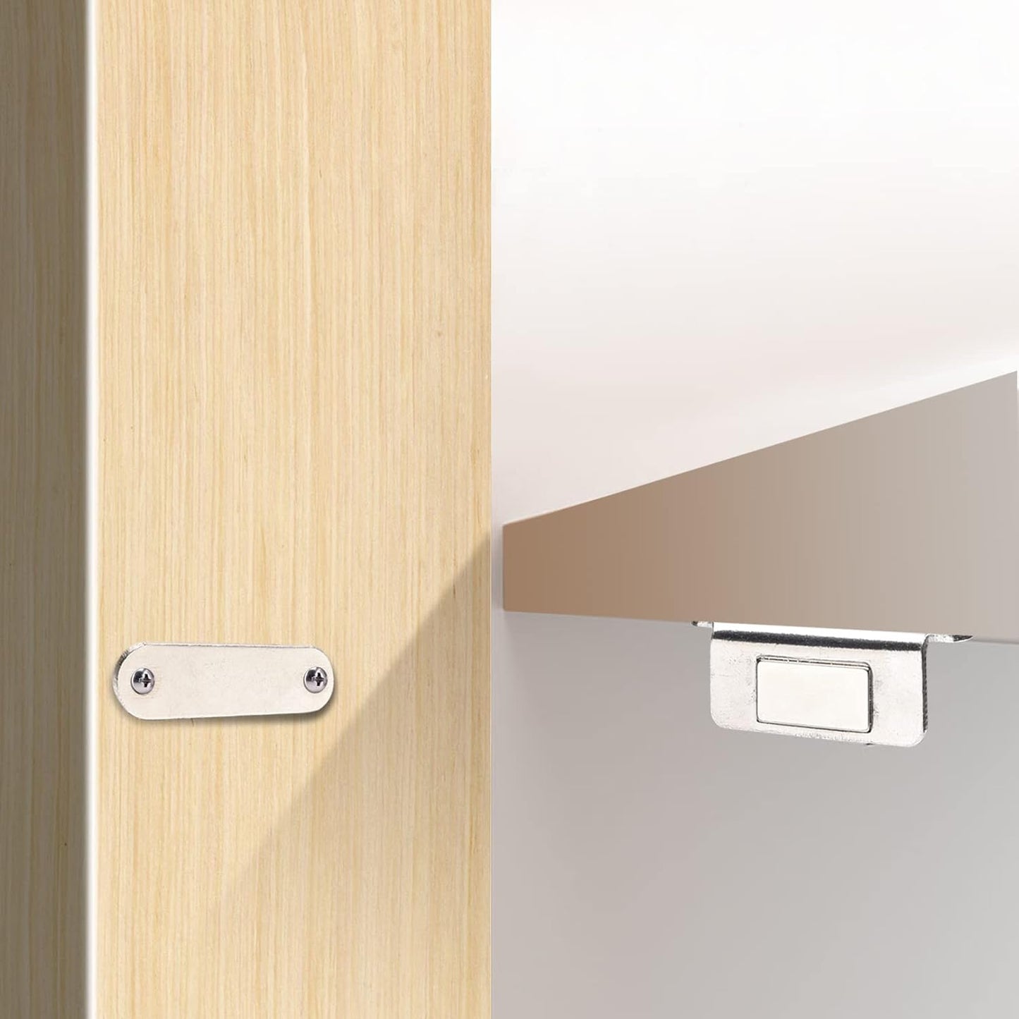 Cabinet Magnets Mousike Adhesive Strong Magnetic Door Catch Stainless Steel Kitchen Magnetic Latch Used to Close Cupboard Cabinet Closet Door Drawer(Silver 8Pack)
