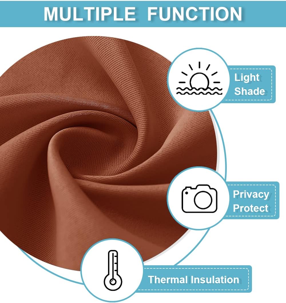 RYB HOME Blackout Curtains for RV Camper Windows, Privacy Thermal Insulating Mini Curtains & Drapes for Bedroom Bathroom Basement Kitchen Door Window Cover, W 42 x L 36 inch, Burnt Orange, 2 Panels