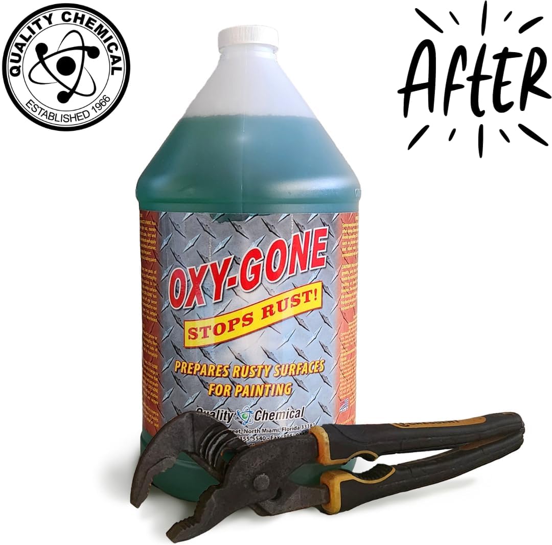 Quality Chemical Oxy-Gone Rust Remover and Metal Treatment - Rust Reformer, Rust Remover, Metal Rust Remover, Rust Neutralizer for Metal, Rust Converter, Remover, Rust Remover - 128 oz (Pack of 4)