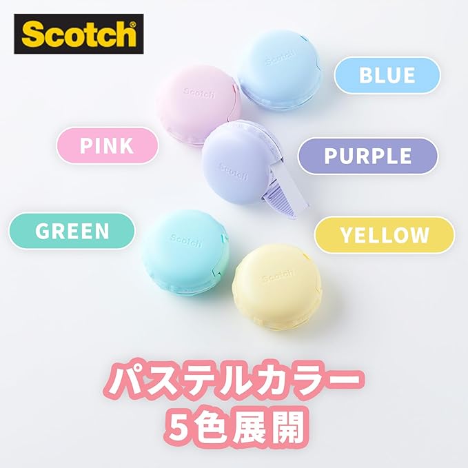 3M MCR-YL Scotch Mending Tape, Macaron Shape, Tape Dispenser, Yellow