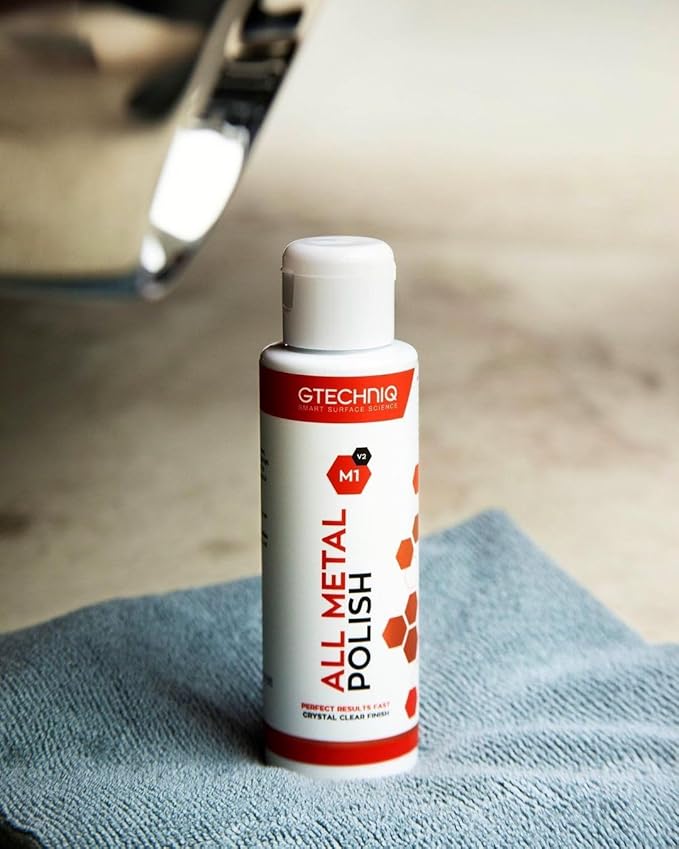 Gtechniq M1 All Metal Polish 100ml - Produces A Clear Finish On Any Type of Metal, Will Not Burn or Scratch - Fast Results On Brass, Copper, Aluminum, Chrome, Silver, Stainless Steel, and More