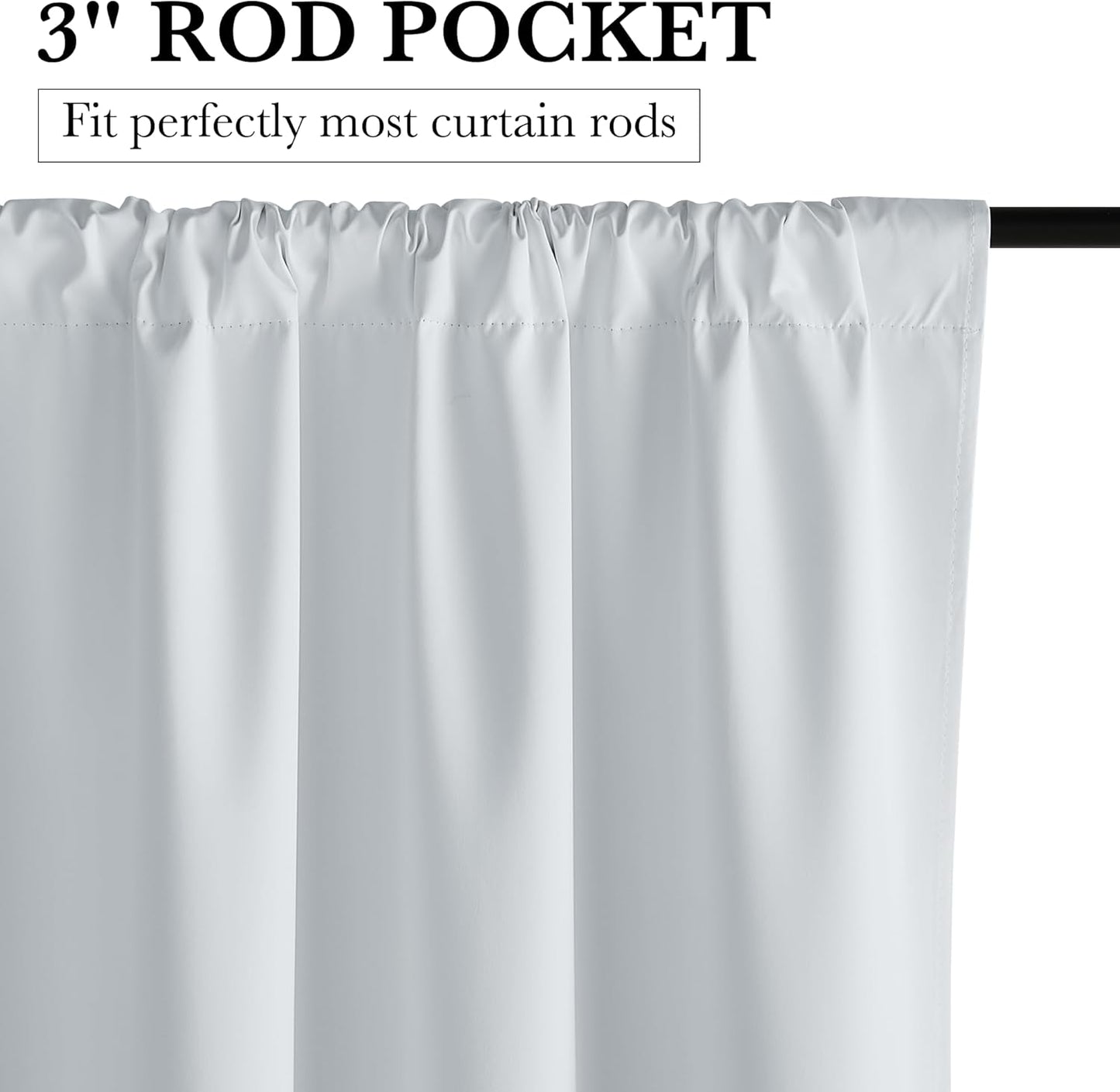 RYB HOME White Short Blackout for Small Window 48 inches Length, Thermal Insulated 100% Blackout Noise Reducing Window Shades for Bedroom Office, 34 inches Wide by 48 inches Long