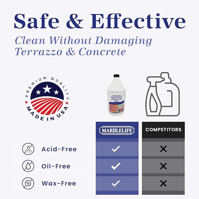 Marblelife EnduraCLEAN Concrete & Terrazzo Countertop Spray Cleaner, Effective Terrazzo Cleaner, Concrete & Terrazzo Cleaning Solution, Concrete Countertop Cleaner, Stone Floor Cleaner, 128 oz Refill