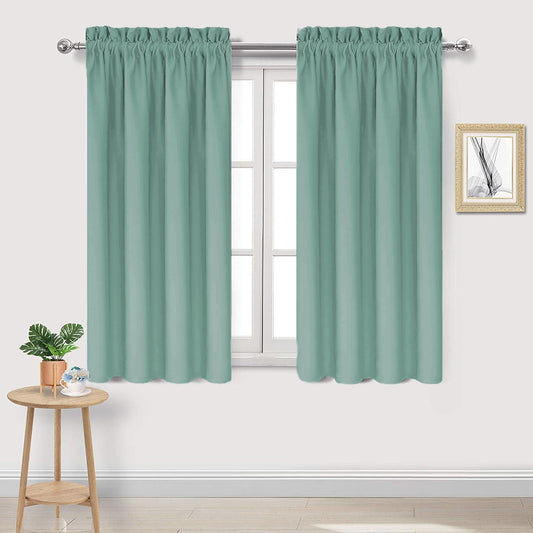 DWCN Blackout Curtains for Living Room Thermal Insulated, Energy Saving & Noise Reducing Bedroom Curtains, Sage Green, W 38x L 45 Inch, Set of 2 Rod Pocket Curtain Panels