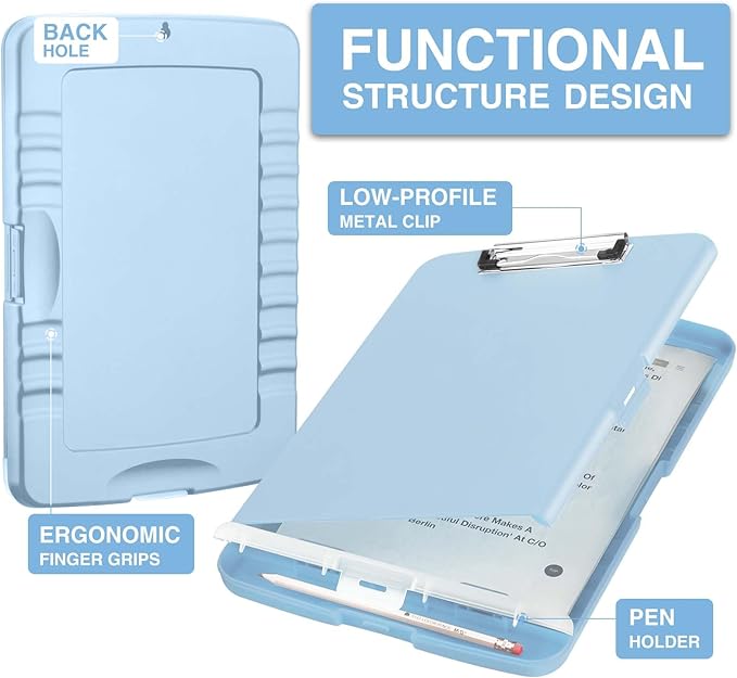 Sooez Clipboards with Storage, High Capacity Clip Boards 8.5x11 with Storage, Heavy Duty Nursing Clipboard Folder, Plastic Clipboard with Pen Holder for Women Teachers Work, School & Office Supplies