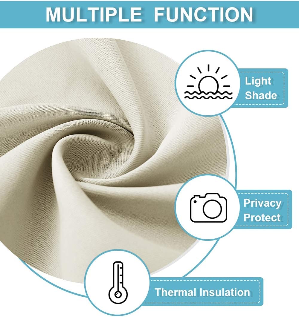RYB HOME Blackout Curtains for Living Room Thermal Insulated Privacy Solar Drapes for Kids Bedroom Cafe Bathroom, 42 inch Width x 54 inch Length, Beige, 2 Panels