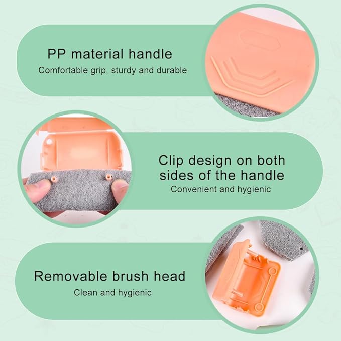 Magic Window Track Cleaner, 2025 New Groove Cleaning Brush Tools Set, Hand-held Window Track Cleaner Brushes Tools for Window lides Gaps Tile Lines Shutter Car Vents (Pink, 3PCS)