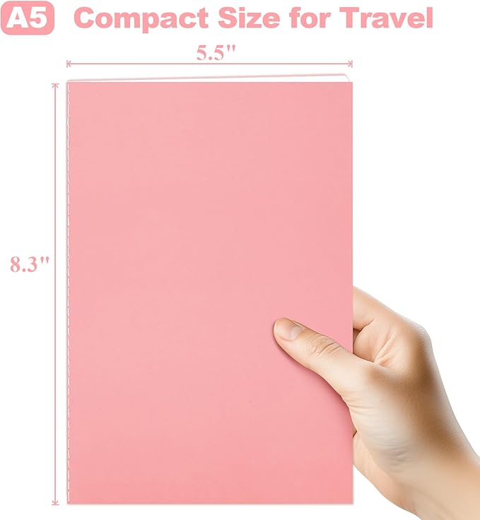 12 Pack Blank Books for Kids - 5.5"x 8.3", 60 Pages - Small Journals Bulk, Girls Notebooks for Drawing & Writing, Sketchbooks w/Colorful Soft Cover, Unlined Paper, A5 Travel Size
