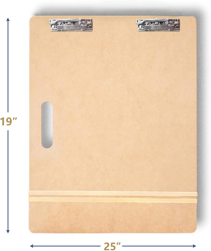 Falling in Art 19x25 Sketch Board, Drawing Tote Board for Artists with Sturdy Clip and Rubber Bands, Portable Art Clipboard for Classroom and Studio Drawing