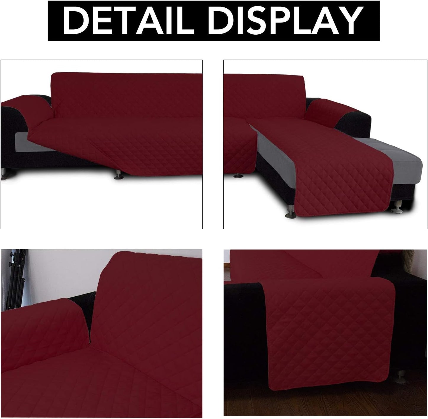Easy-Going L Shape Sofa Slipcover Chaise Reversible Protector Cover for Pets Dog (X-Large, Christmas Red)