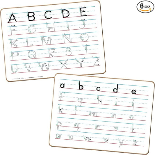 Really Good Stuff Trace 'N' Erase Uppercase and Lowercase Letter Formation Alphabet Dry Erase Boards - Pre-Writing Skills - Non-Magnetic, Two-Sided - Set of 6 Boards