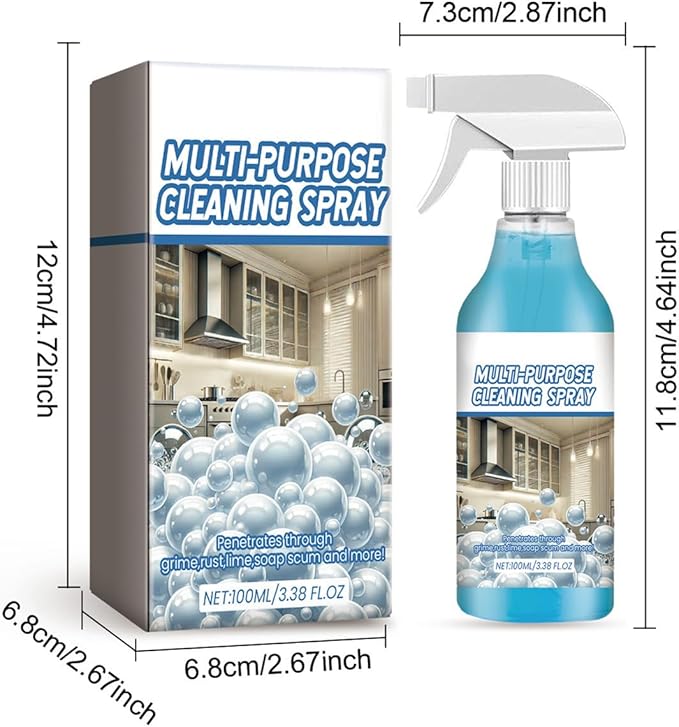 Grease Cleaner, 100ml Multi-Purpose Kitchen Degreaser Spray, Heavy-Duty Grime Remover for Appliances, Countertops, Window Glass, Bathroom, Office, Toilet, Furniture